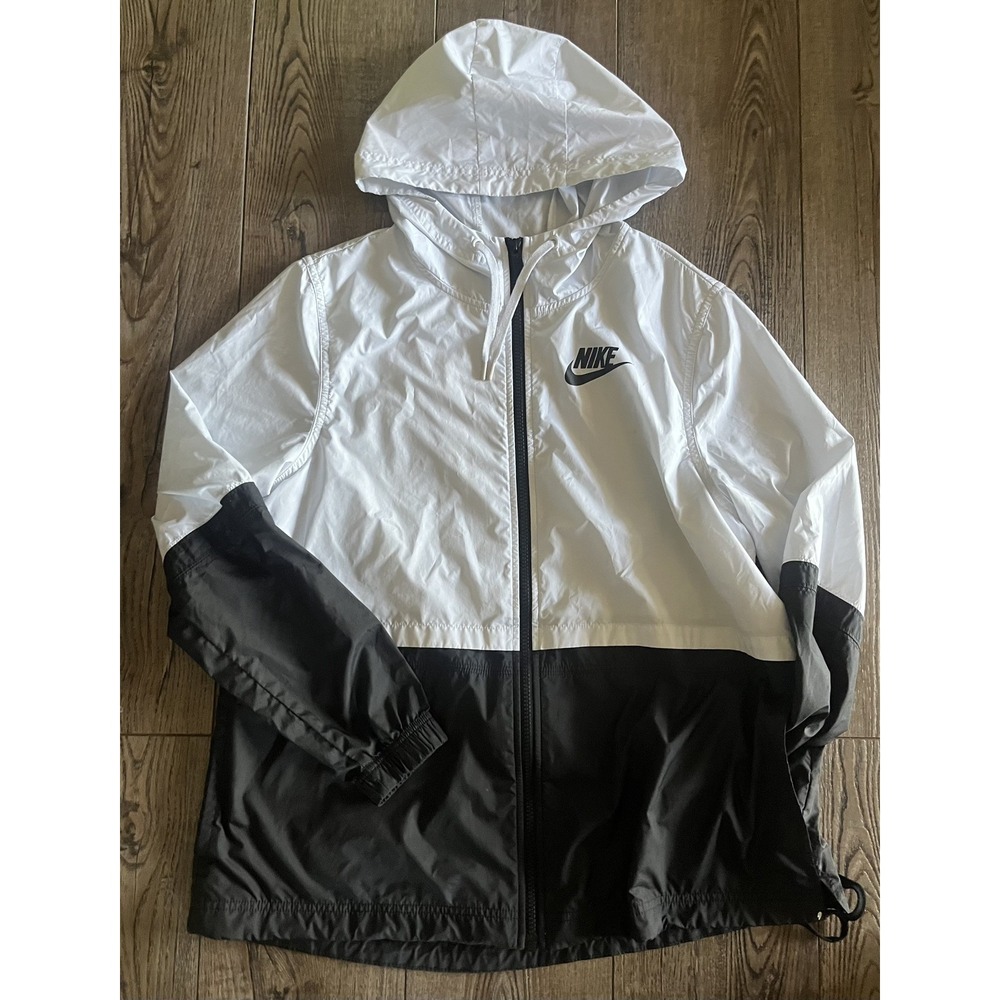 Women's Nike Windbreaker Black/White Zipper Lightweight Jacket Hoodie Size Small - Picture 8 of 8